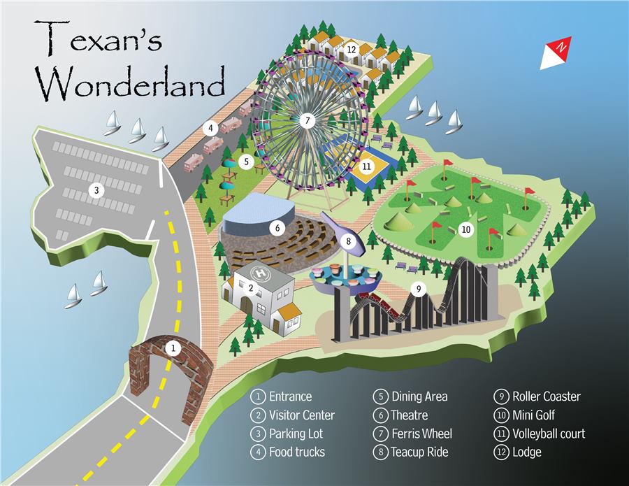 Texan's Wonderland illustrated map