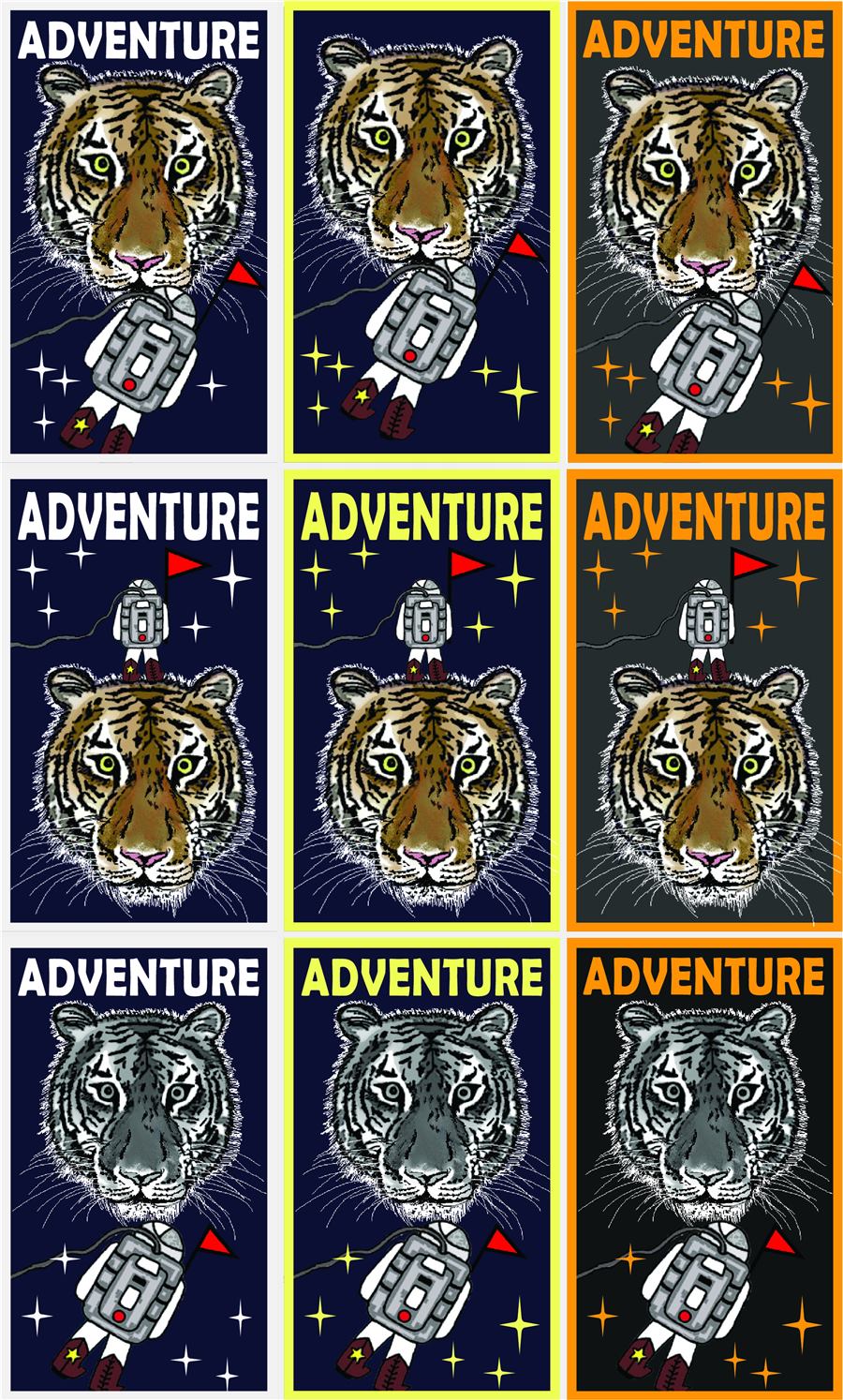 Adventure tiger luggage tag design
