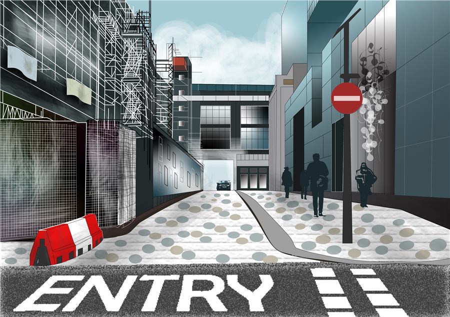 Urban street digital illustration