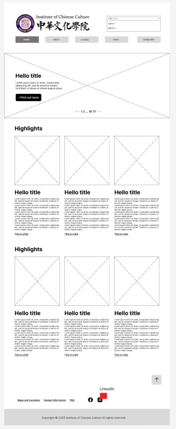 ICC Homepage Wireframe